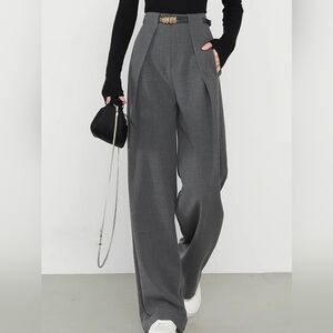 Commense Plain Pockets Straight Pants